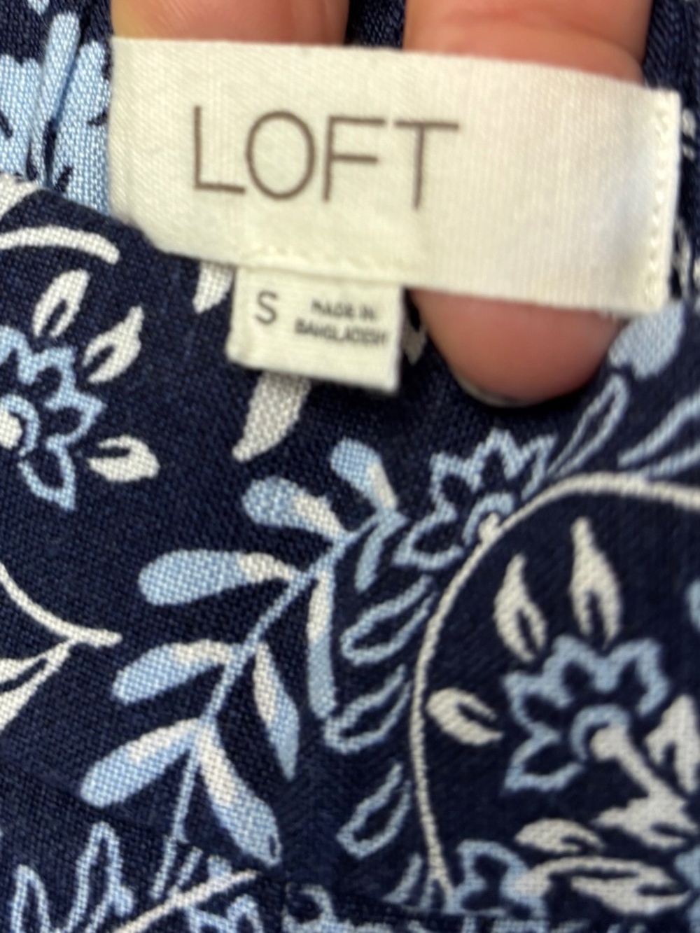 EUC LOFT Linen Blend Navy Paisley Print Wide-Leg Pull On Pants - Picture 2 of 4